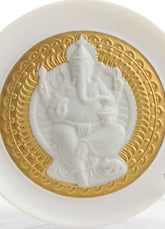 Lord Ganesha Decorative Plate, Golden Luster